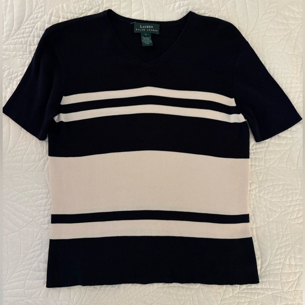 Ralph Lauren Black Knit Shortsleeved Sweater 100% Silk